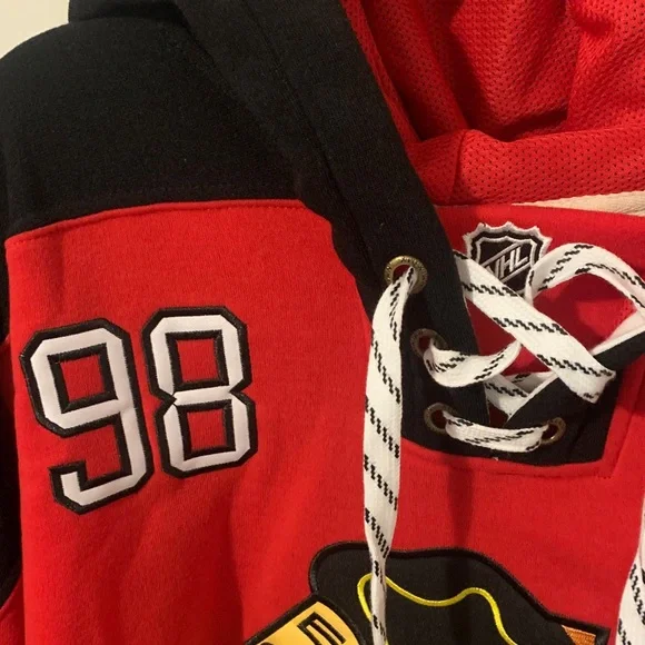 Men's Red and Black Hockey Hoodie